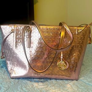 Michael Kors pink metallic purse satchel